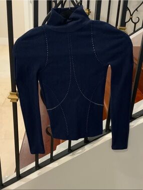 Carbon Navy Long-Sleeve Turtleneck Top
